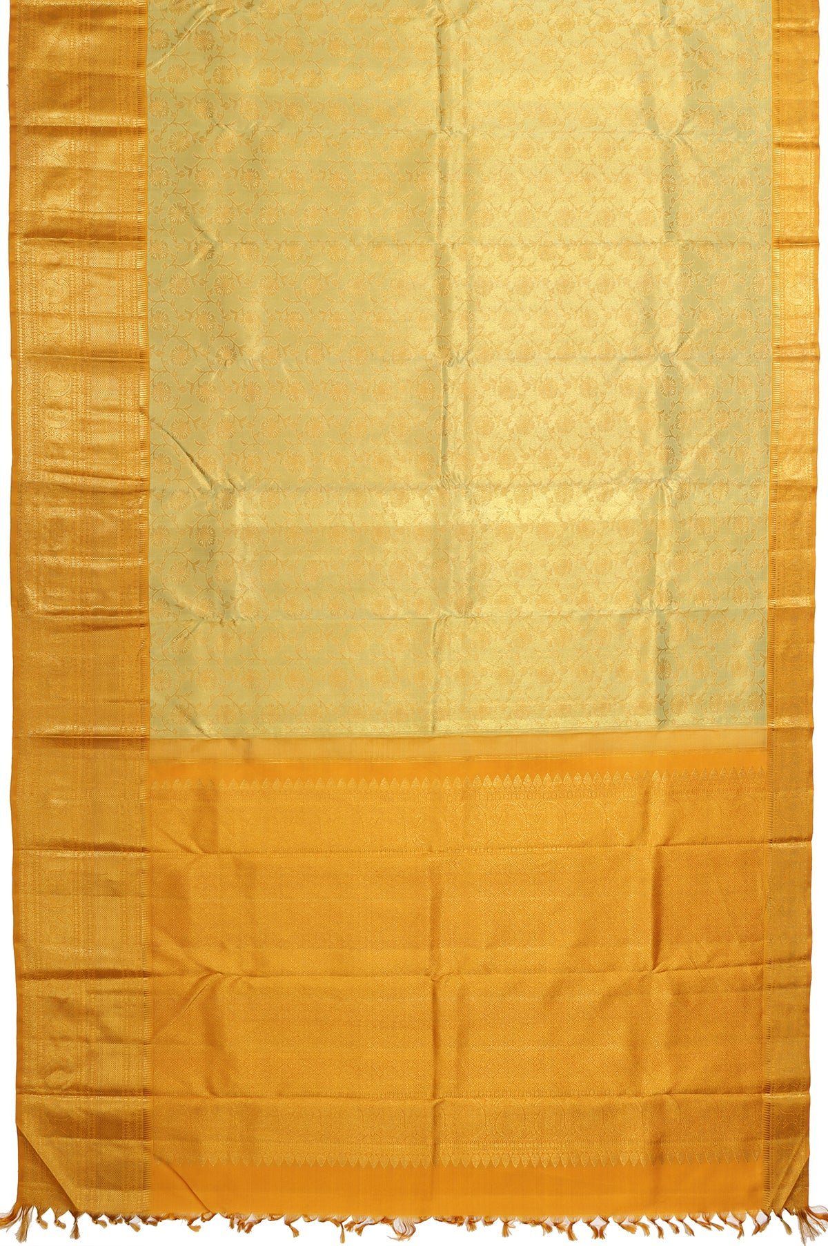Golden Kanchipuram Tissue Silk Saree - Image 4