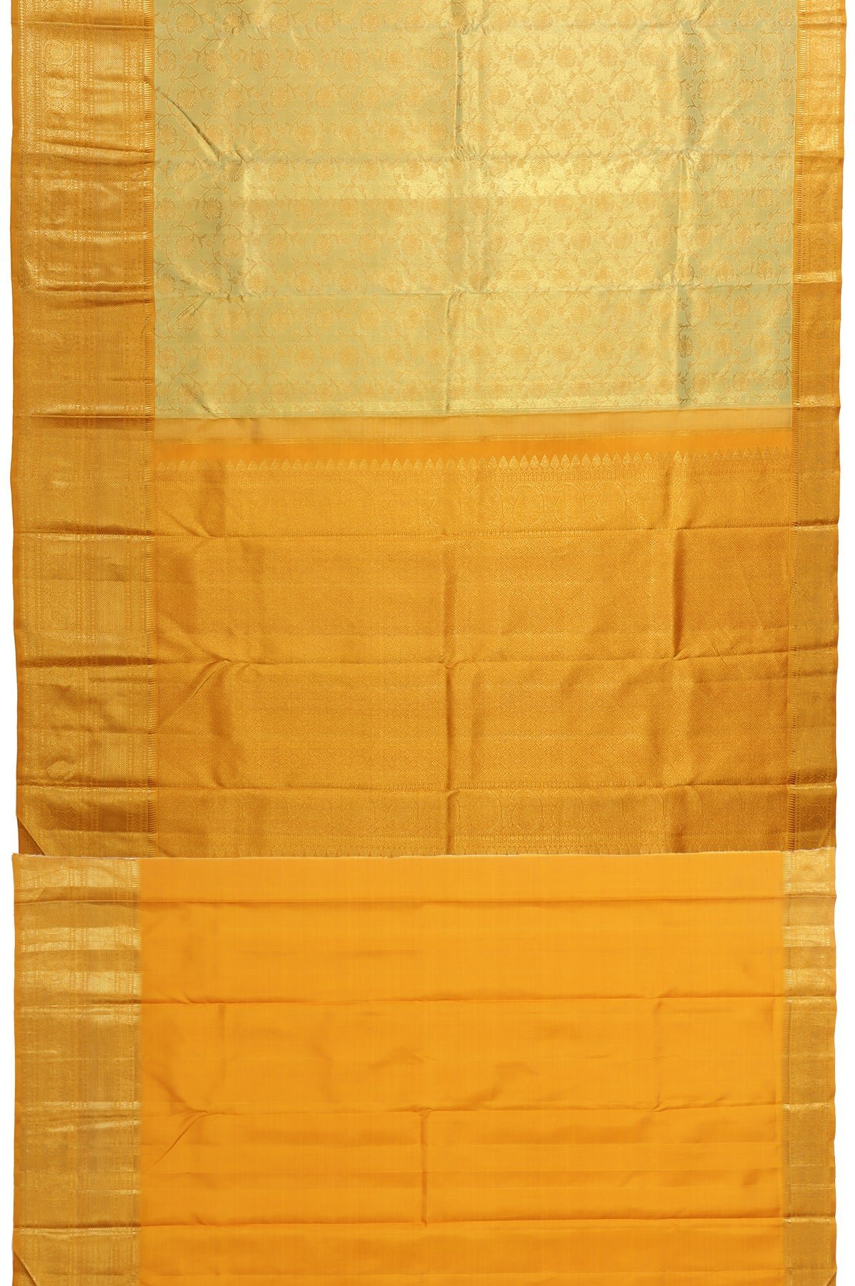 Golden Kanchipuram Tissue Silk Saree - Image 5