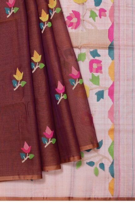 Brown Bengal Jamdani Saree