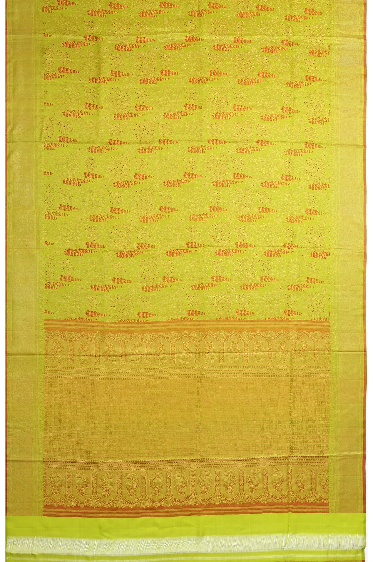 Parrot Green Kanchipuram Tissue Silk Saree - Image 4