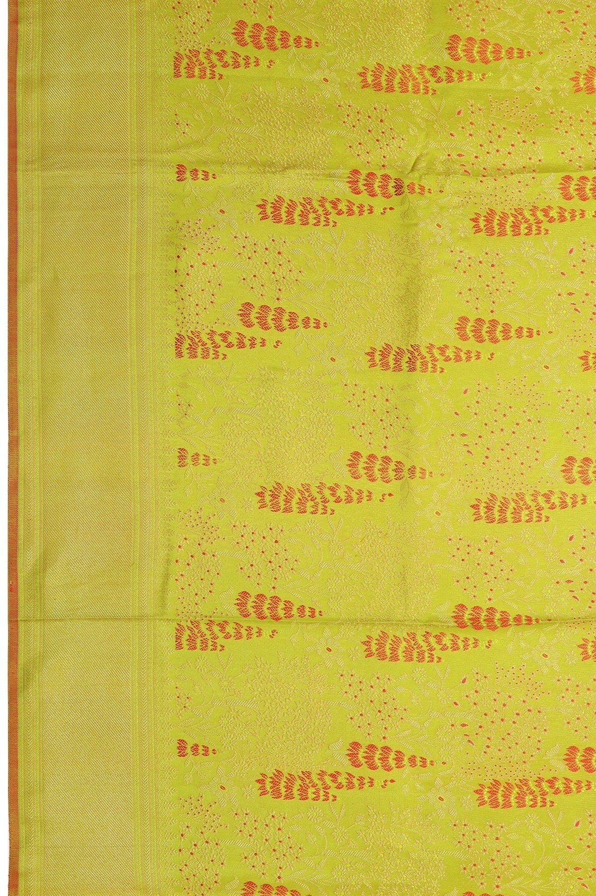 Parrot Green Kanchipuram Tissue Silk Saree - Image 3