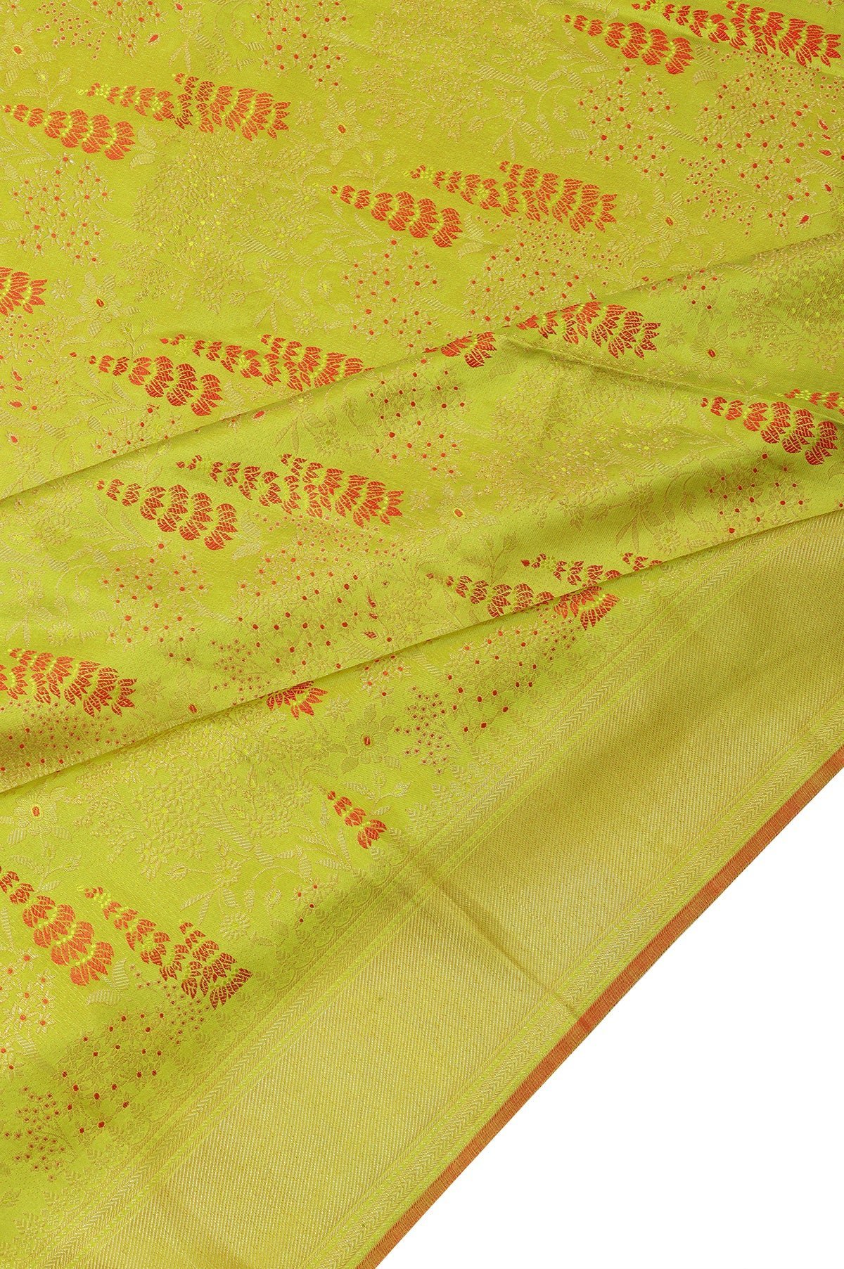 Parrot Green Kanchipuram Tissue Silk Saree - Image 2