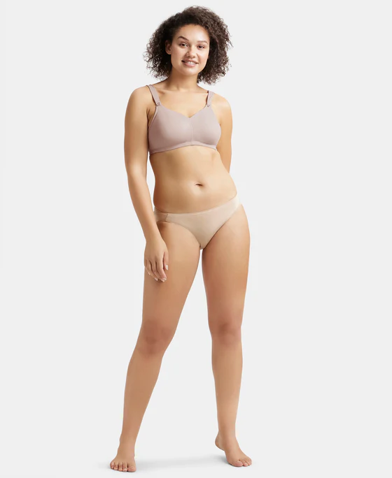 Wire free Mocha Non Padded Soft Touch Microfiber Elastane Stretch Full Coverage Minimizer Bra - Image 6