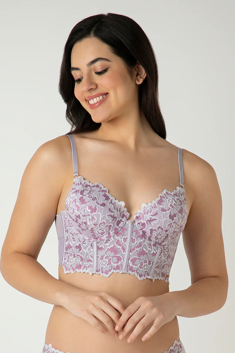THISTLE Femme Lace Padded Non-Wired Longline Bra