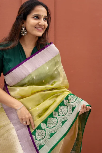 Banaras Tissue Brocade Silk Gold Zari Saree