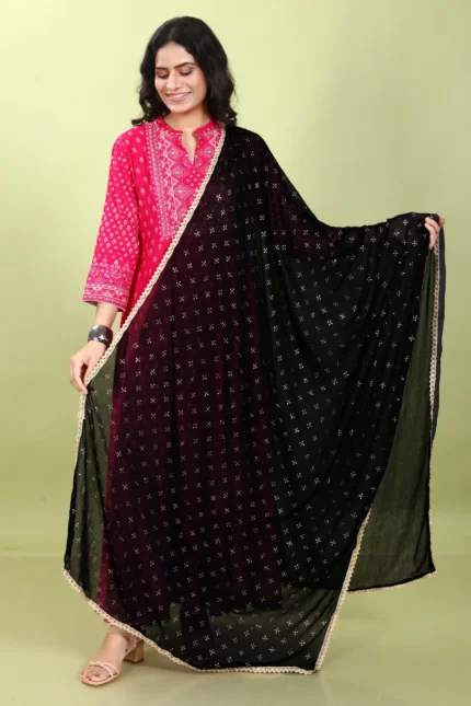 Black Chiffon Printed Dupatta