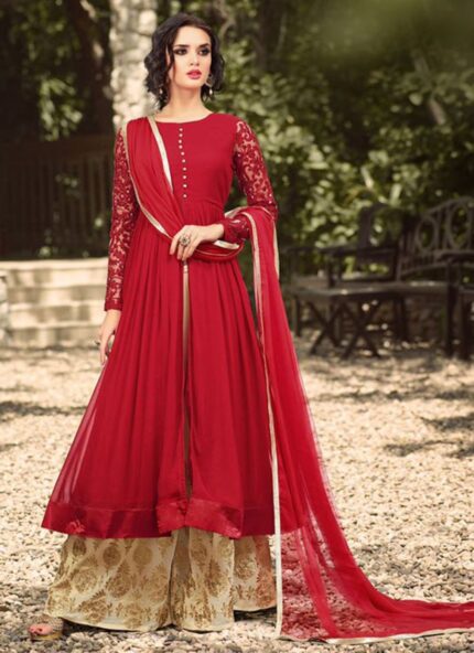 Red Georgette Palazzo Suit GLAMOUR