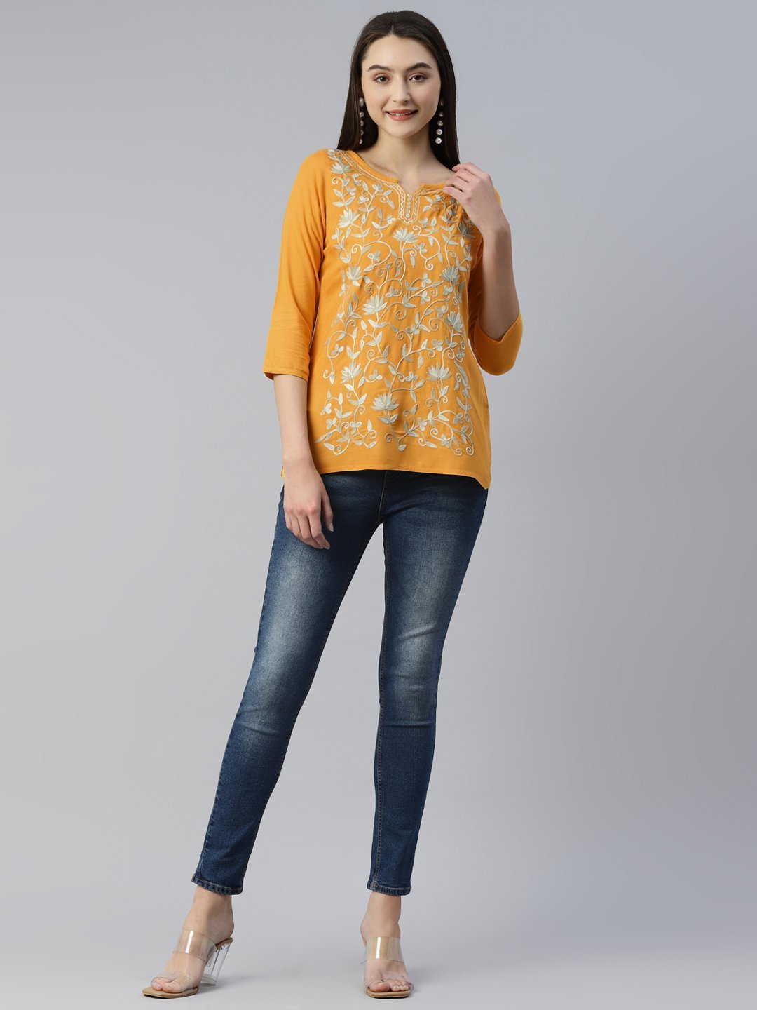 Jannat Kashmiri Mustard Yellow Kurti - Image 6