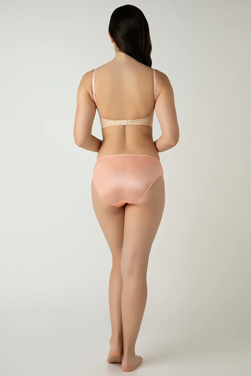 DUSTY PINK Femme Lace Padded Non-Wired Longline Bra - Image 7