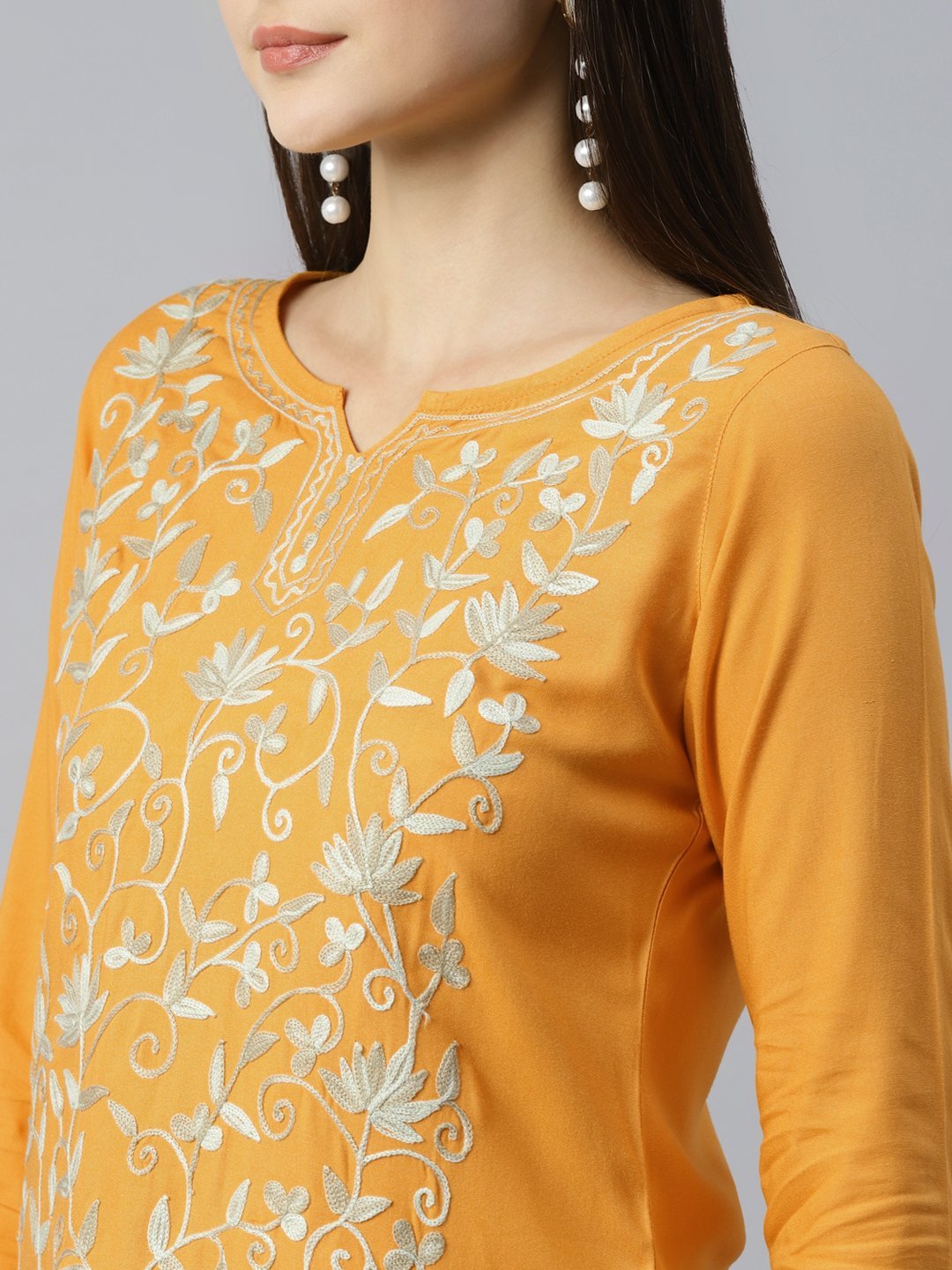 Jannat Kashmiri Mustard Yellow Kurti - Image 8