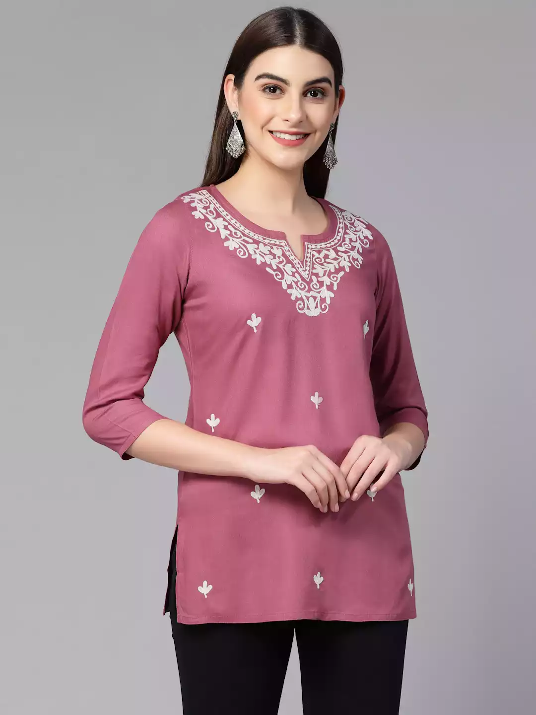 Aiza Kashmiri Pink Short Kurti - Image 5