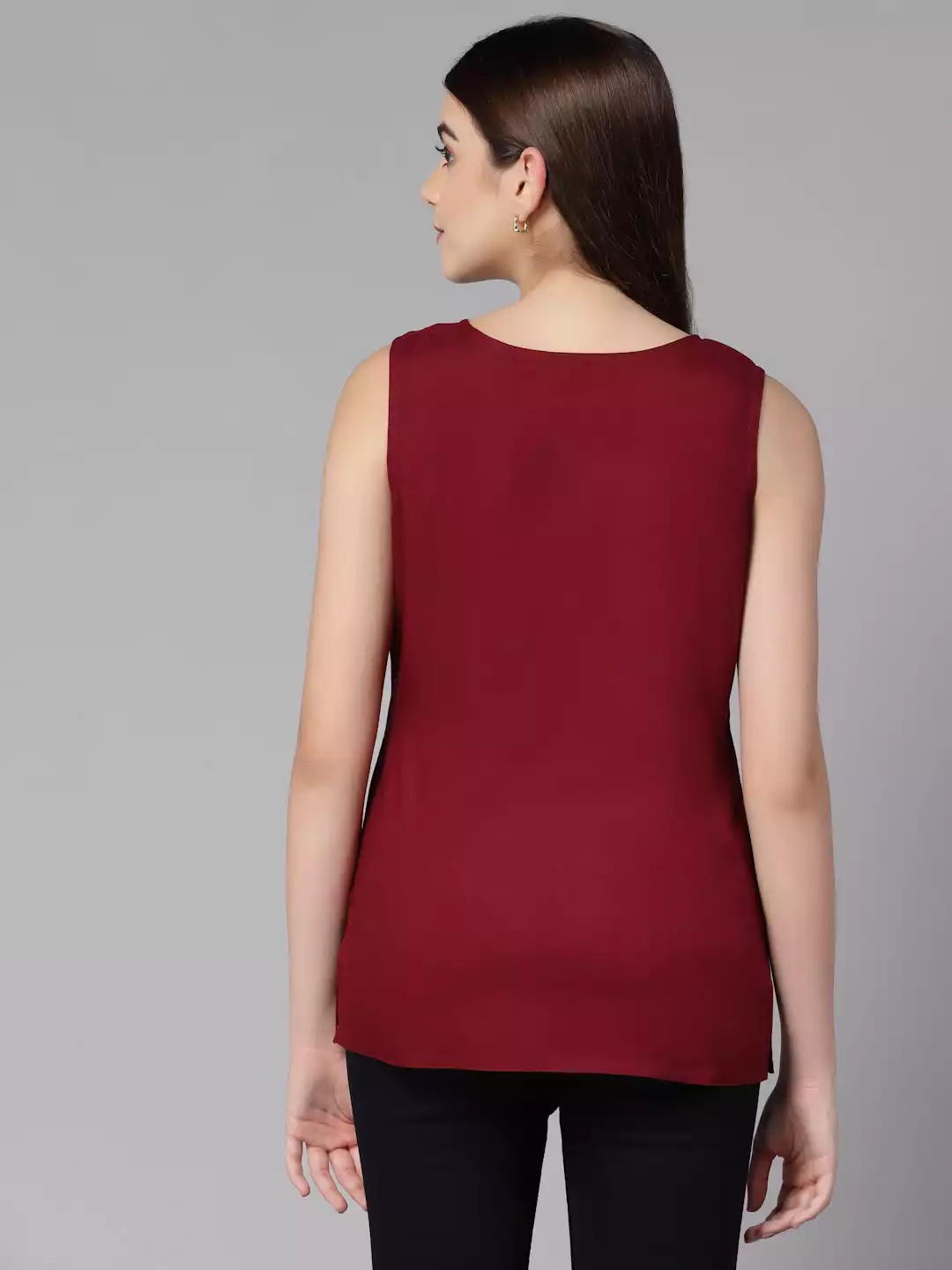 Amaira Maroon Sleeveless Short Kurti - Image 7