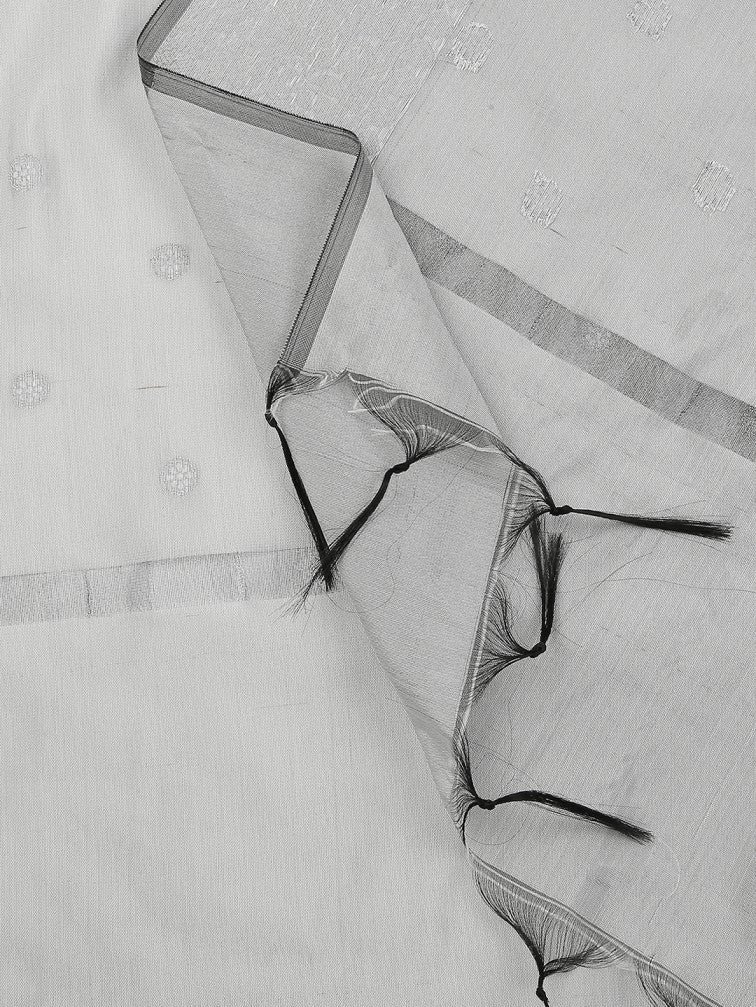 Banarasi Silk Dupatta with Silver Border - Image 3