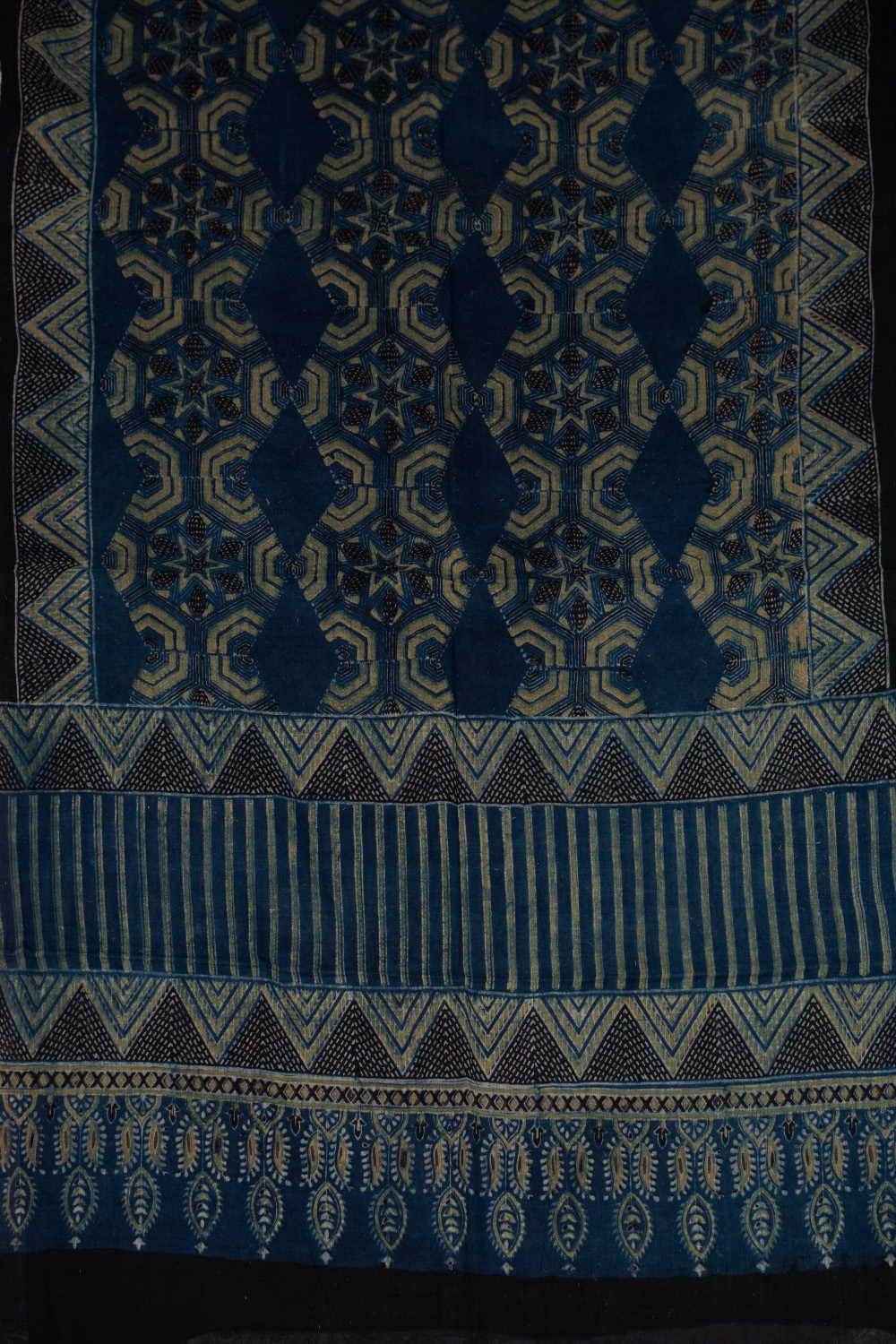 Indigo with Green Designs Ajrak Mul Cotton Dupatta - Image 3