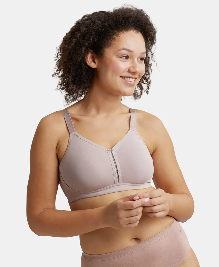 Wire free Mocha Non Padded Soft Touch Microfiber Elastane Stretch Full Coverage Minimizer Bra