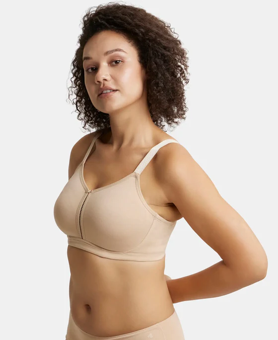 Non Padded Wirefree Super Combed Cotton Elastane Stretch Full Coverage Minimizer Bra - Image 8