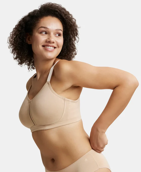 Non Padded Wirefree Super Combed Cotton Elastane Stretch Full Coverage Minimizer Bra - Image 11