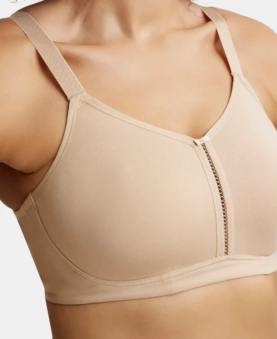 Non Padded Wirefree Super Combed Cotton Elastane Stretch Full Coverage Minimizer Bra - Image 12