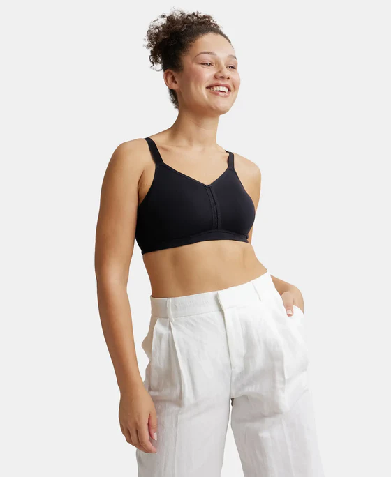 Non Padded Super Combed Cotton Elastane Stretch Full Coverage Minimizer Bra - Image 6