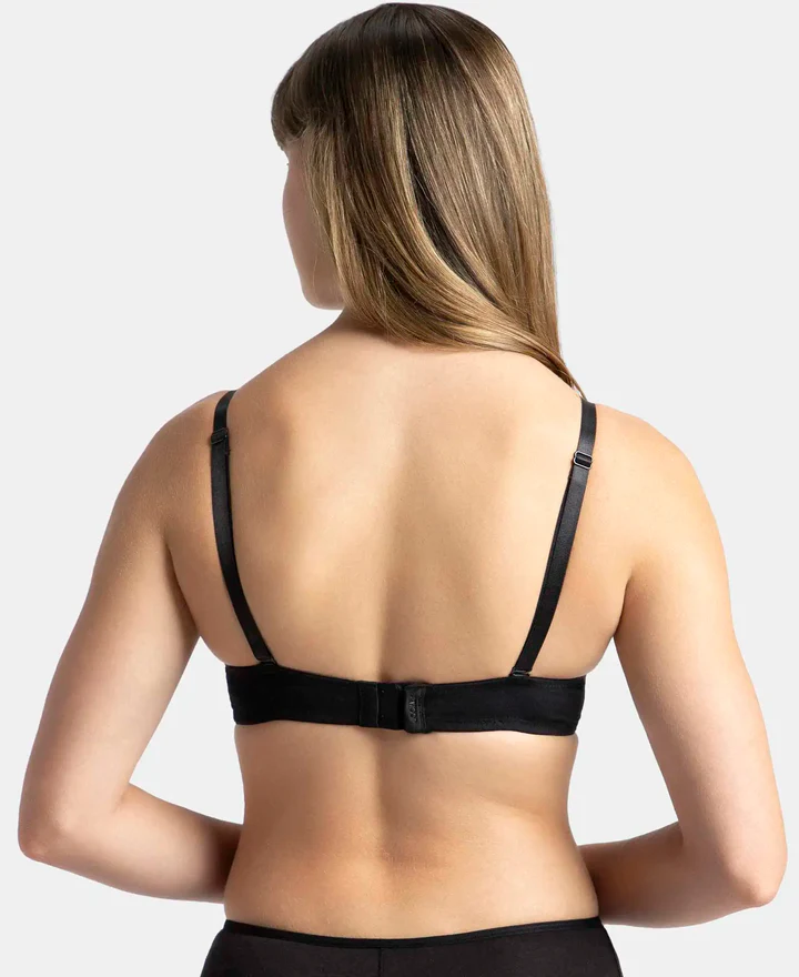 Padded Wired Super Combed Cotton Elastane Stretch Medium Coverage Pushup Bra with Plunge Neck - Image 5