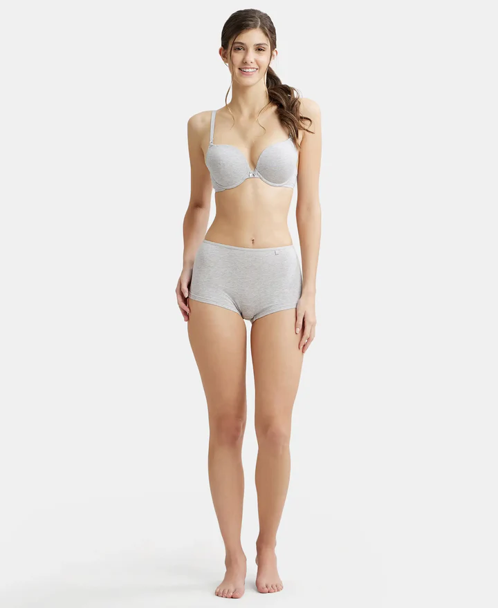 Padded Wired Super Combed Cotton Elastane Stretch Medium Coverage Pushup Bra with Plunge Neck - Image 17