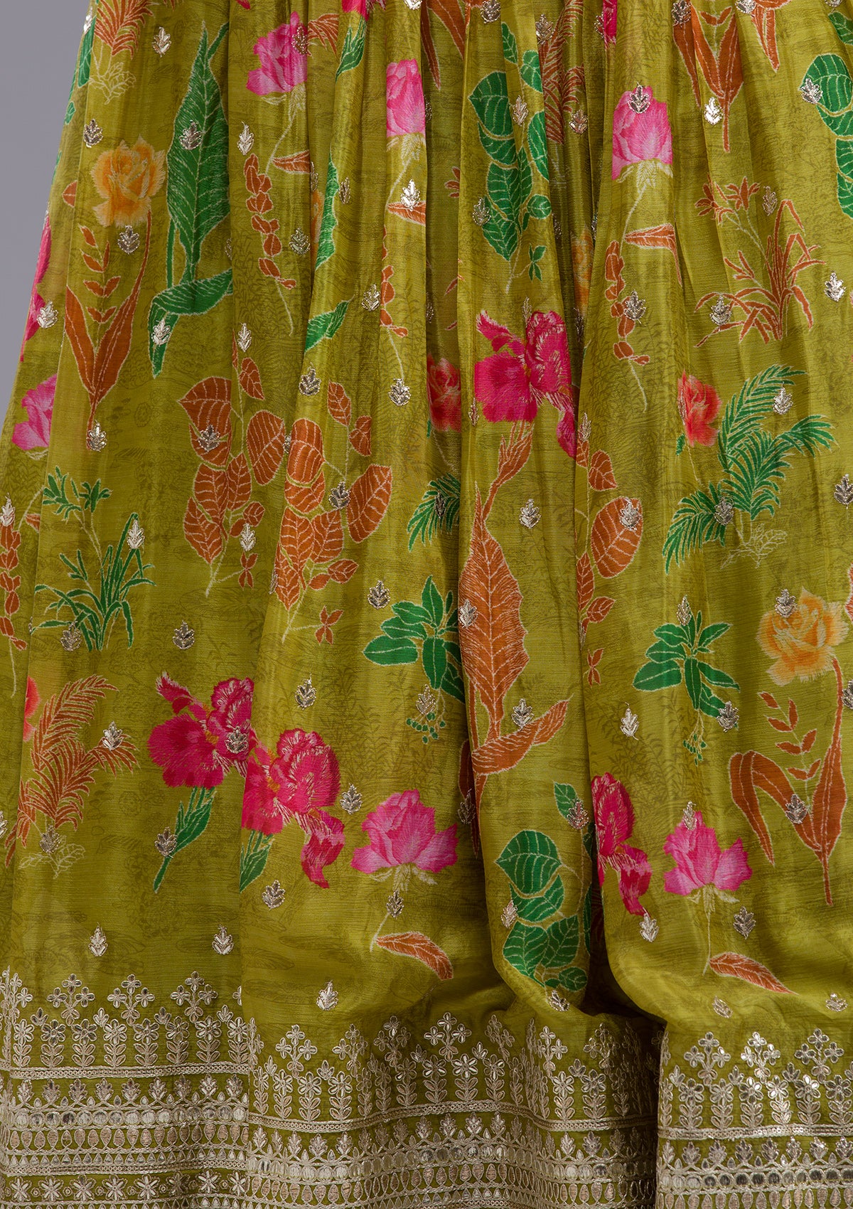 Mehendi Sequins Georgette Readymade Lehenga - Image 9