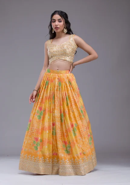 Sequins Georgette Readymade Lehenga