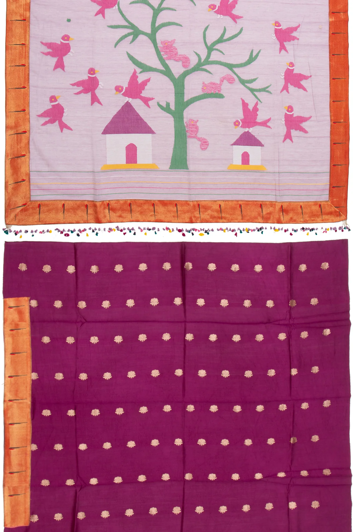 Lavender Bengal Cotton Jamadani Saree - Image 6