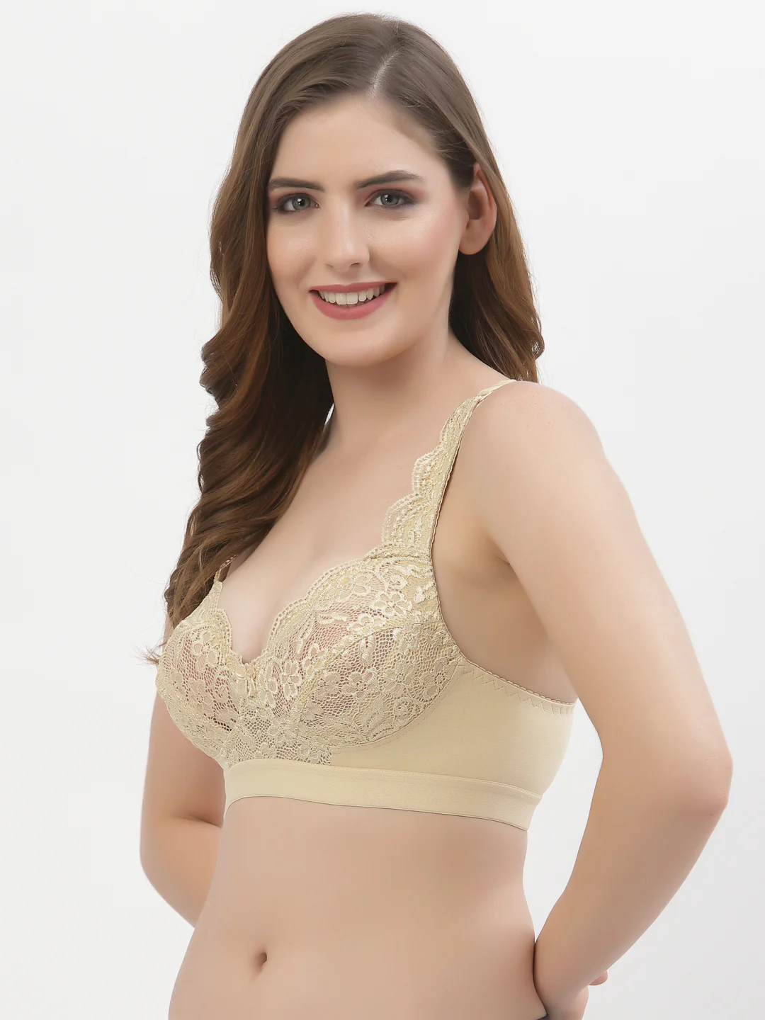 Non-Padded Non-Wired Women's Bridal Lace Bra Full Coverage - Image 5