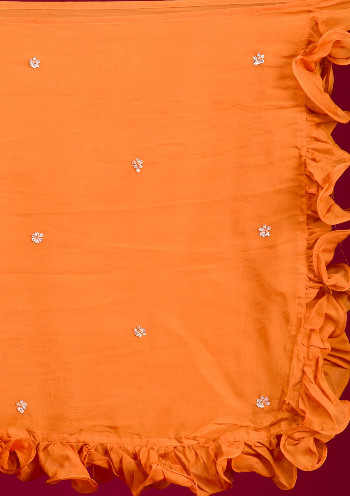 Orange Cutdana Georgette Readymade Lehenga - Image 9