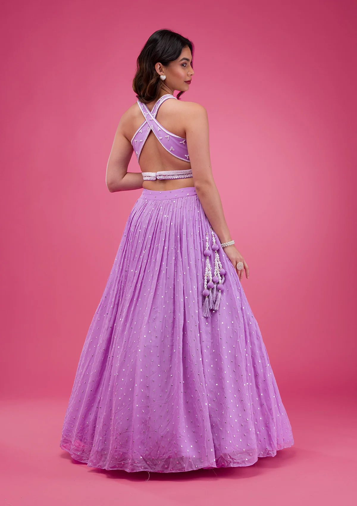 Pearlwork Georgette Readymade Lehenga - Image 9