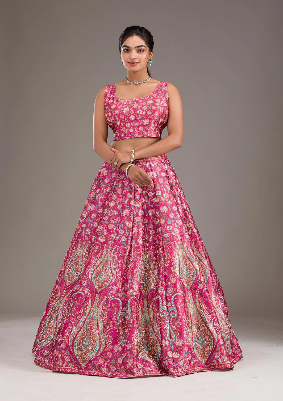 Rani Pink Zariwork Banarasi Readymade Lehenga - Image 2