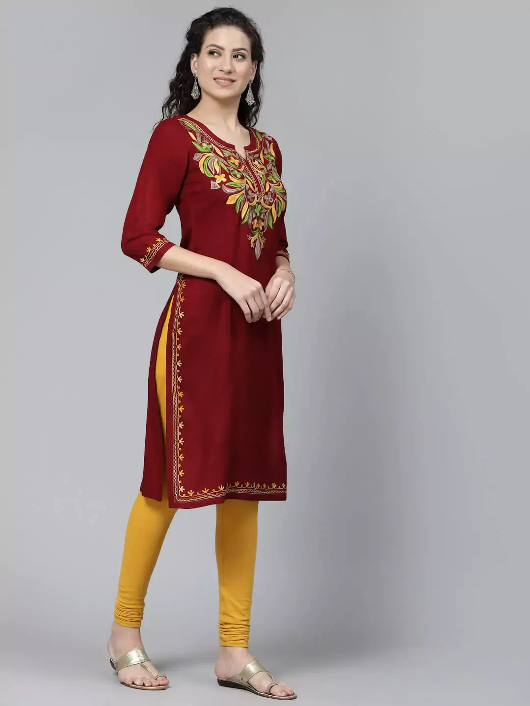 Bushra Maroon Embroidered Kurti - Image 7