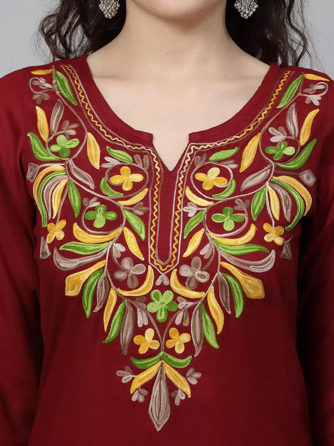Bushra Maroon Embroidered Kurti - Image 2
