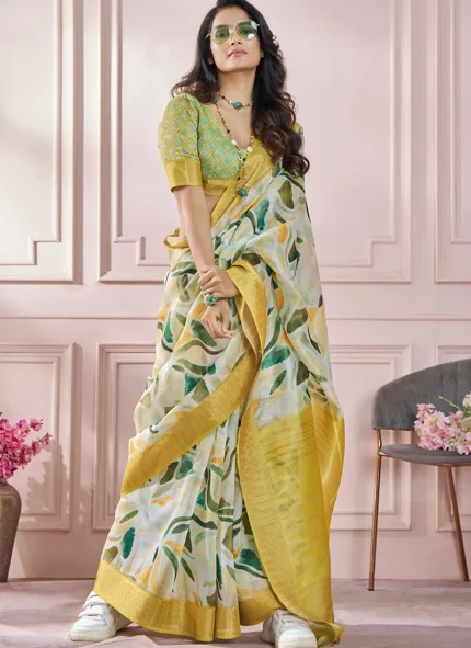 Soft Silk Printed Zari Woven Saree After Six Wear
