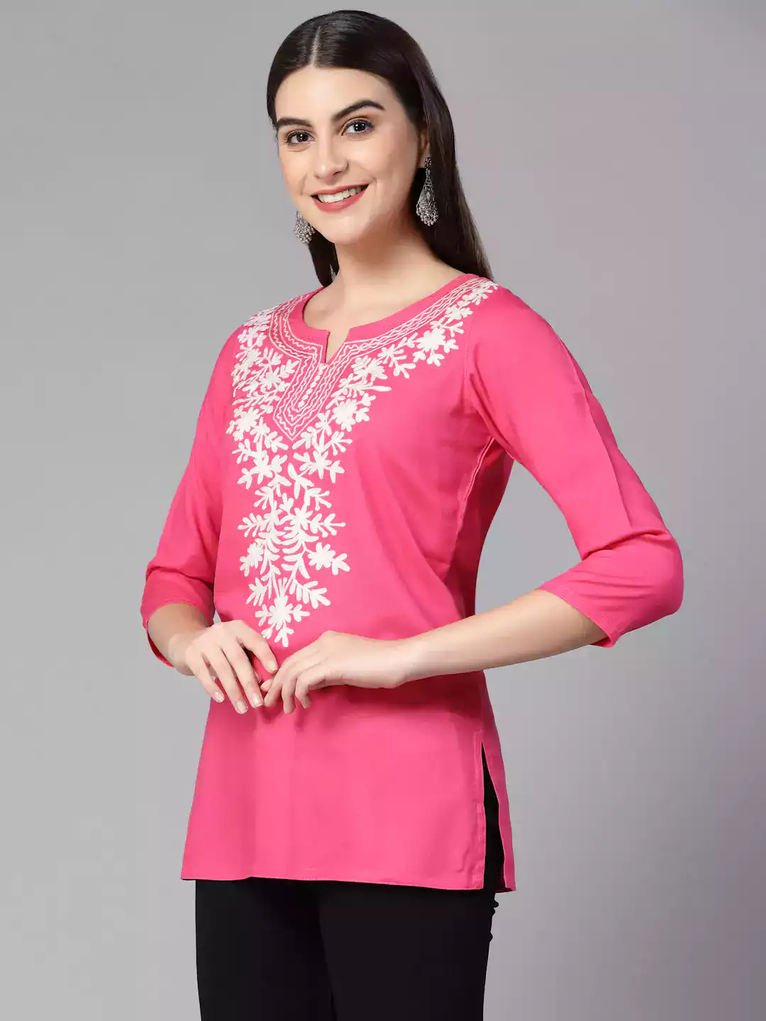 Pink Kashmiri Short Kurti - Image 8