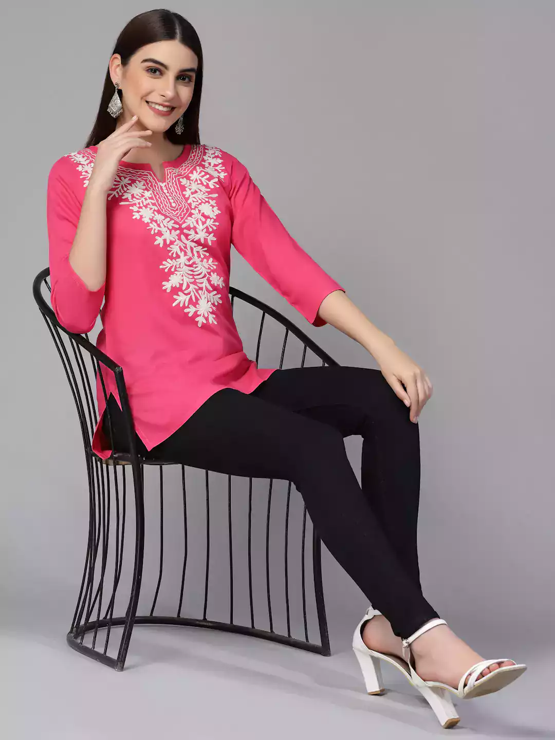 Pink Kashmiri Short Kurti - Image 5