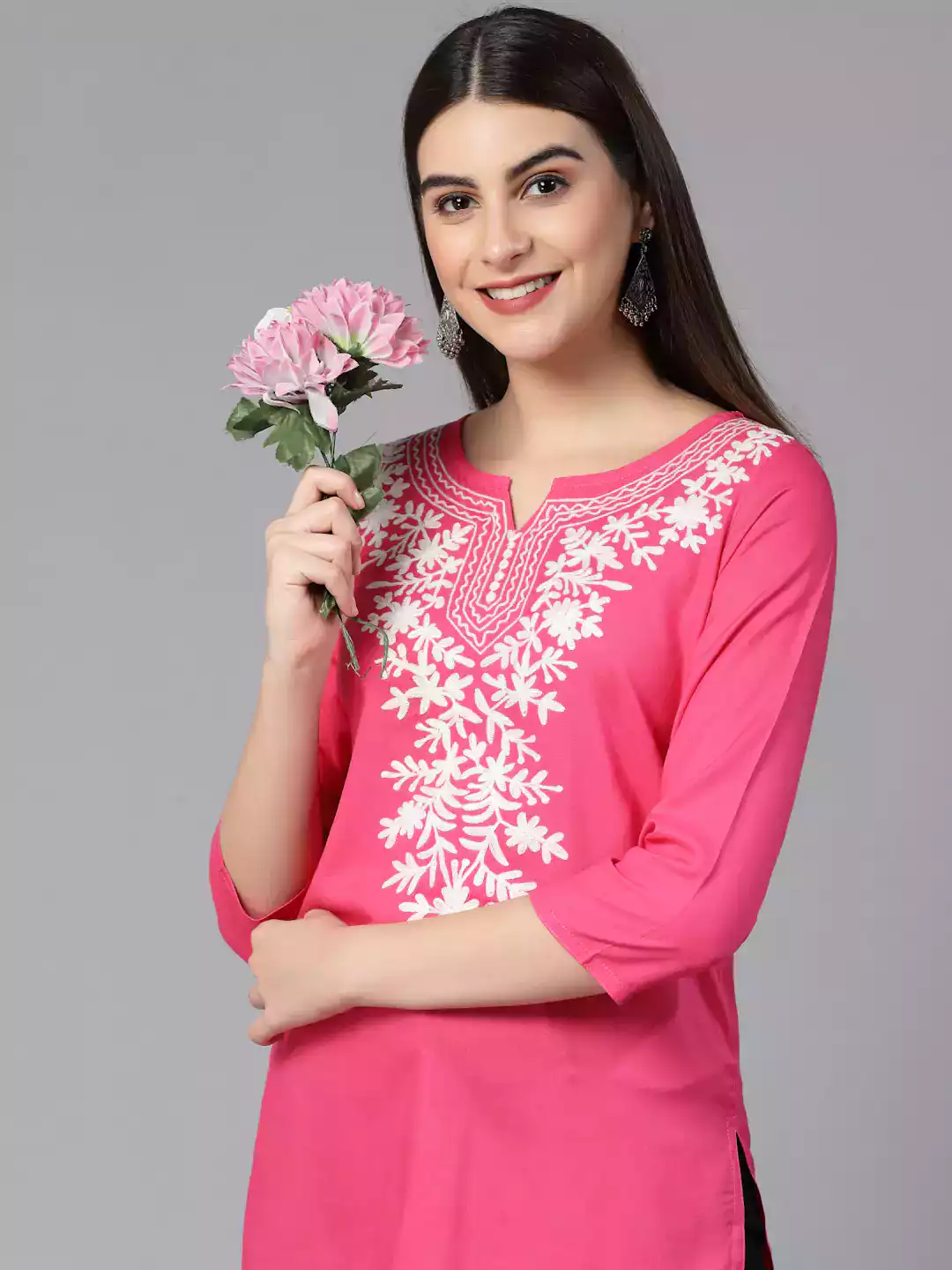 Pink Kashmiri Short Kurti - Image 6