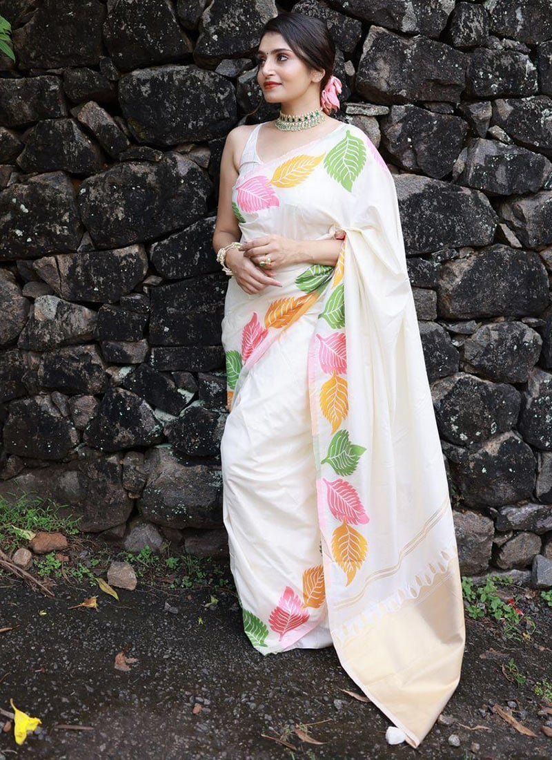 Pure Silk Woven Design Saree Festive Wear - Image 3