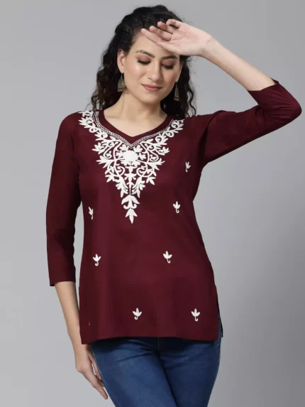 Falak Wine Short Kurti