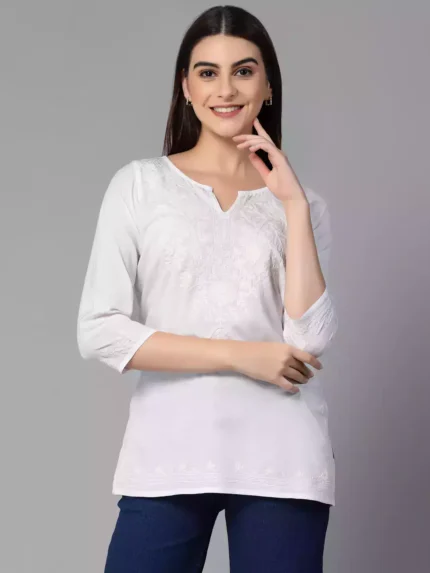 Zahra White Short Kurti