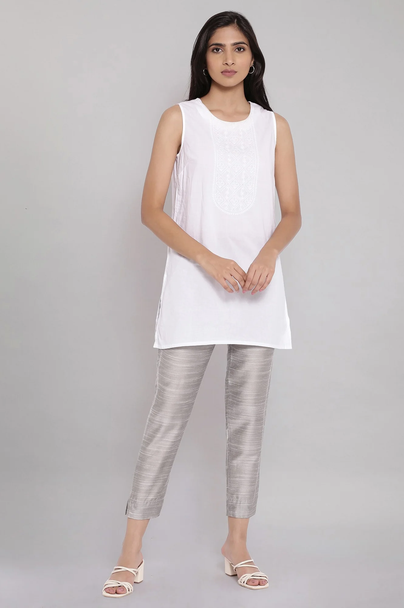 Silver Woven Trousers With Elasticated Waistband - Image 5