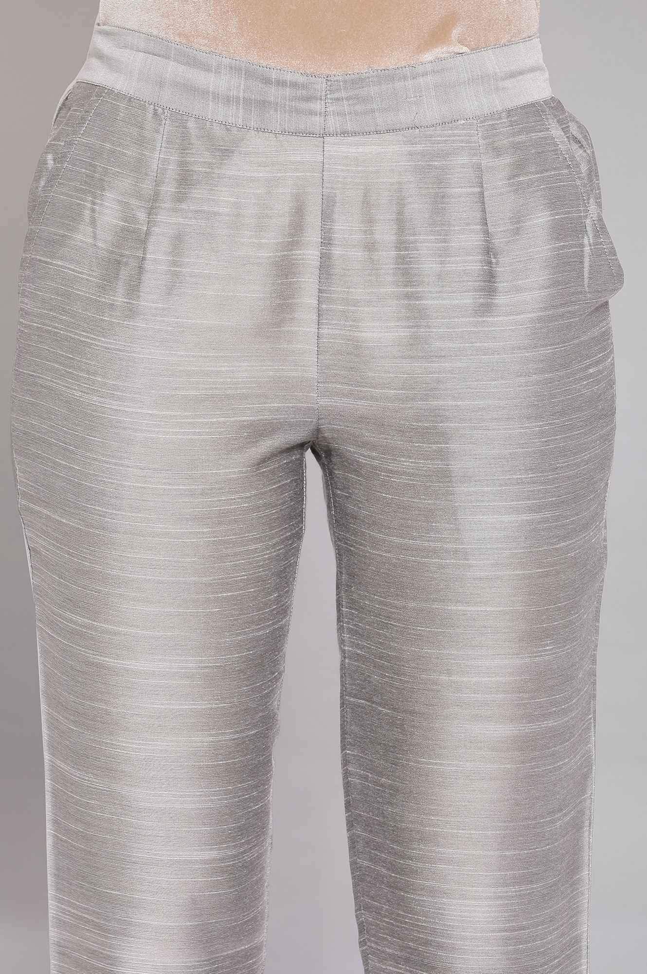 Silver Woven Trousers With Elasticated Waistband - Image 6