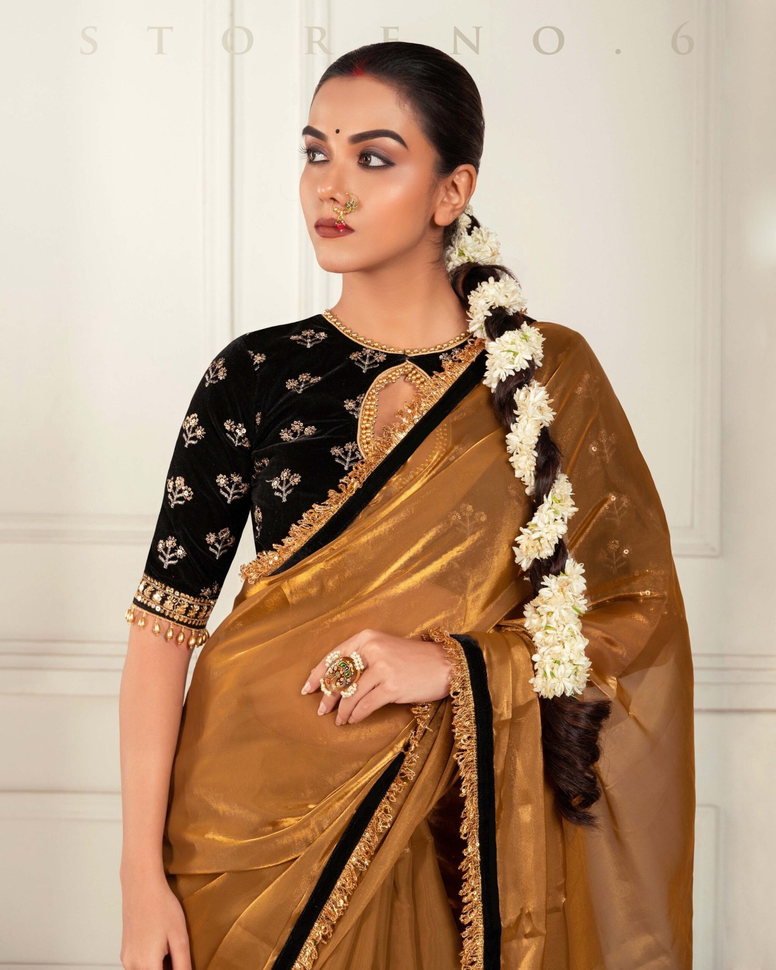 MIDNIGHT MYSTERY SAREE WITH GRACE & GLAM BLOUSE - Image 3