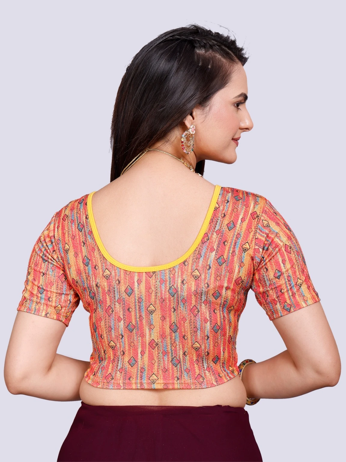 Half Sleeve Round Neck Women Blouse - Image 3