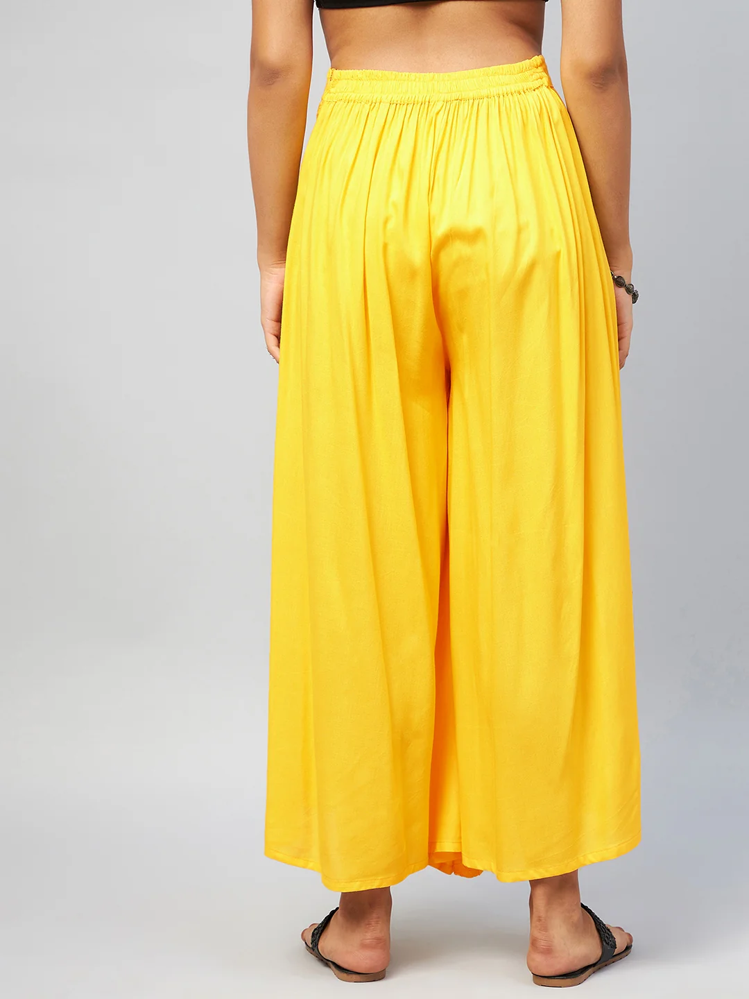 Viscose Rayon Solid Yellow Handloom Palazzo - Image 6