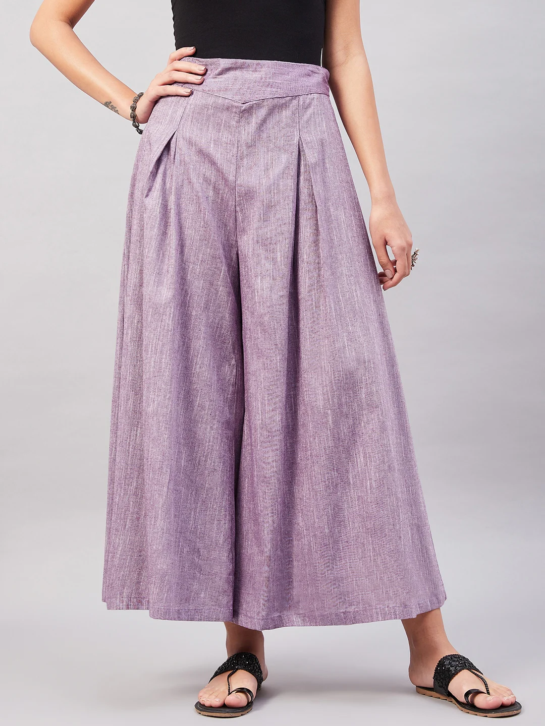 Mauve Smart Casual Handloom Palazzo - Image 2