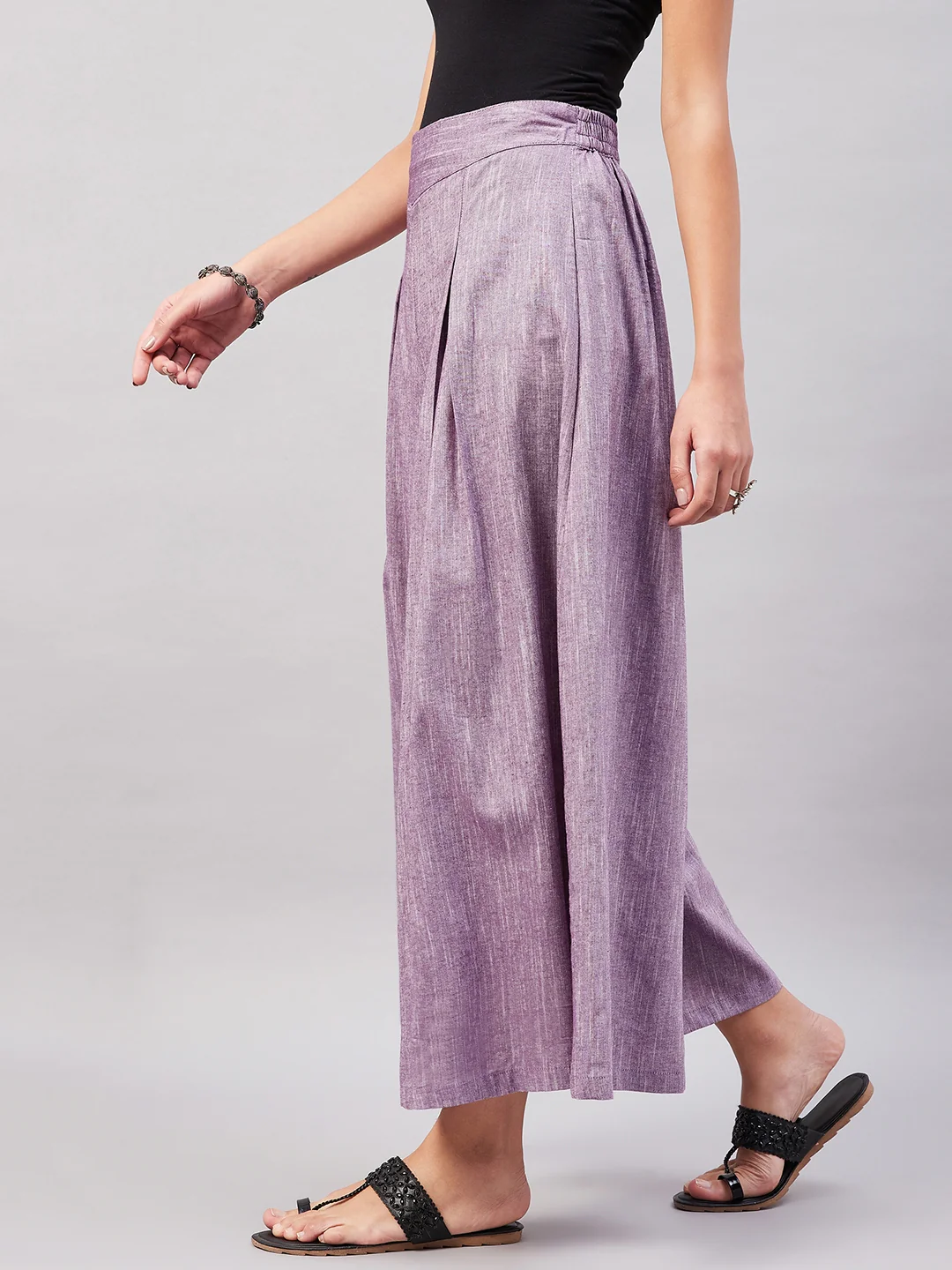 Mauve Smart Casual Handloom Palazzo - Image 4