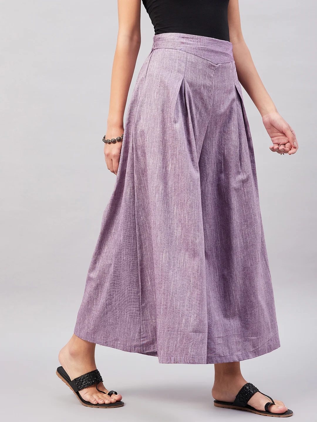 Mauve Smart Casual Handloom Palazzo - Image 5