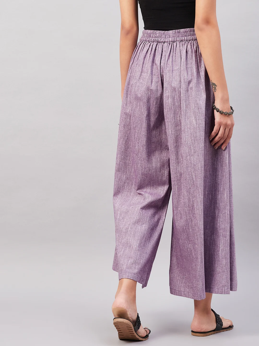 Mauve Smart Casual Handloom Palazzo - Image 6